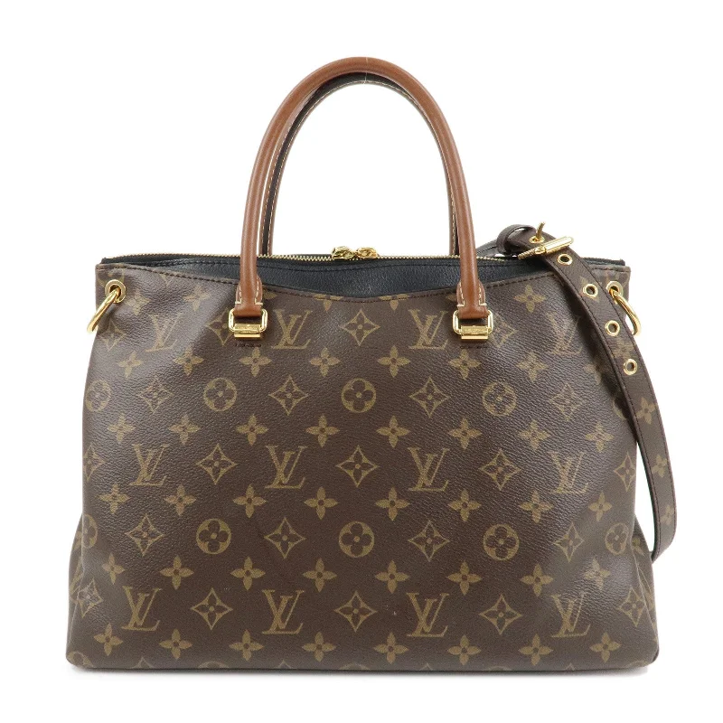 Louis Vuitton bags with a chain - link trim and a leather body for a modern edgeLouis Vuitton Monogram Pallas 2Way Hand Bag Noir M41064