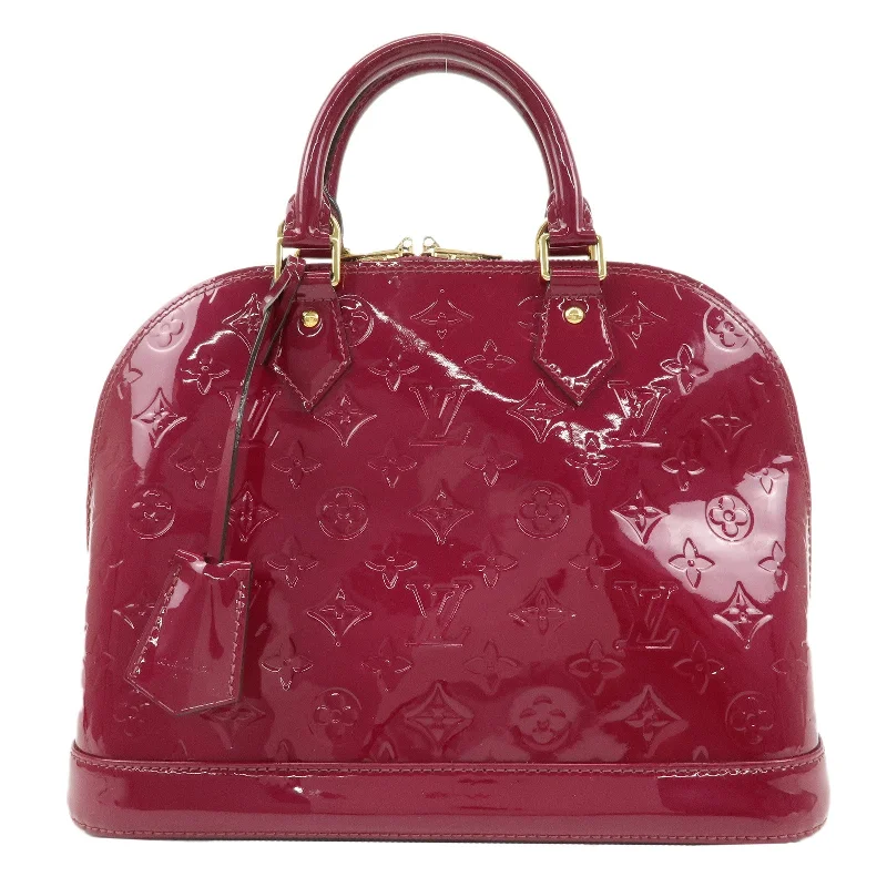 Louis Vuitton bags with a detachable mirror inside for on - the - go touch - upsLouis Vuitton Monogram Vernis Alma PM Hand Bag Magenta M50561