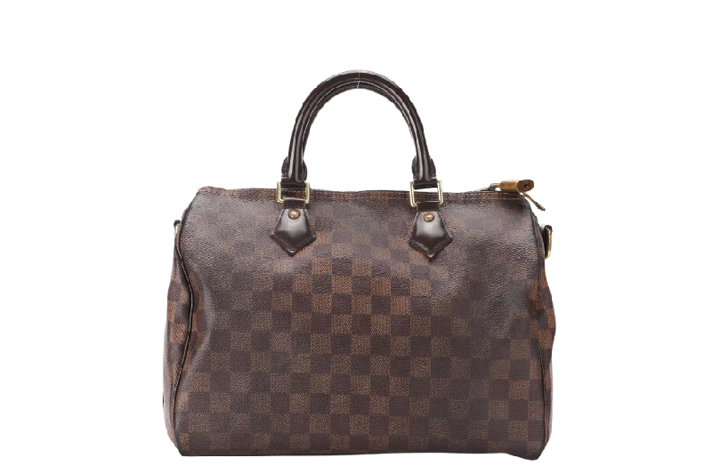 Ladies Louis Vuitton Capucines bags with gold - toned hardwareLOUIS VUITTON BANDOULIER 30 (N41367) DAMIER EBENE CANVAS GOLD HARDWARE WITH STRAP NO DUST COVER