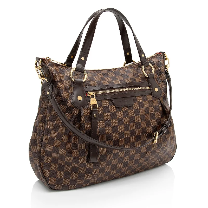 Louis Vuitton handbags with a beaded trim for a touch of glamourLouis Vuitton Damier Ebene Evora MM Shoulder Bag (WVsSQG)