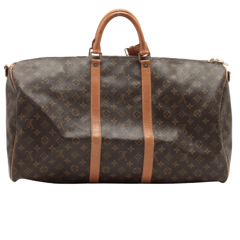 Louis Vuitton Brown Canvas Keepall Bandouli√®re 55 handbag bag