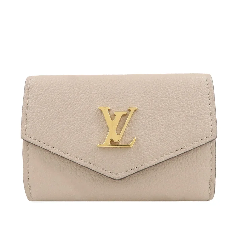 Ladies Louis Vuitton handbags with a detachable coin purse insideLouis Vuitton Portefeuille Lock Mini Wallet Greige M69340