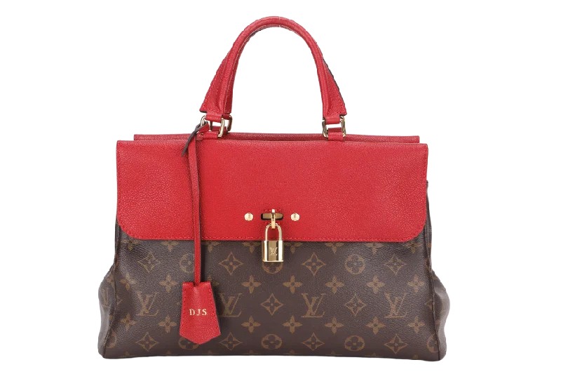 LOUIS VUITTON VENUS HANDBAG (M41738)RED LEATHER & MONOGRAM CANVAS GOLD HARDWARE, WITH STRAP, KEYS, LOCK & DUST COVER