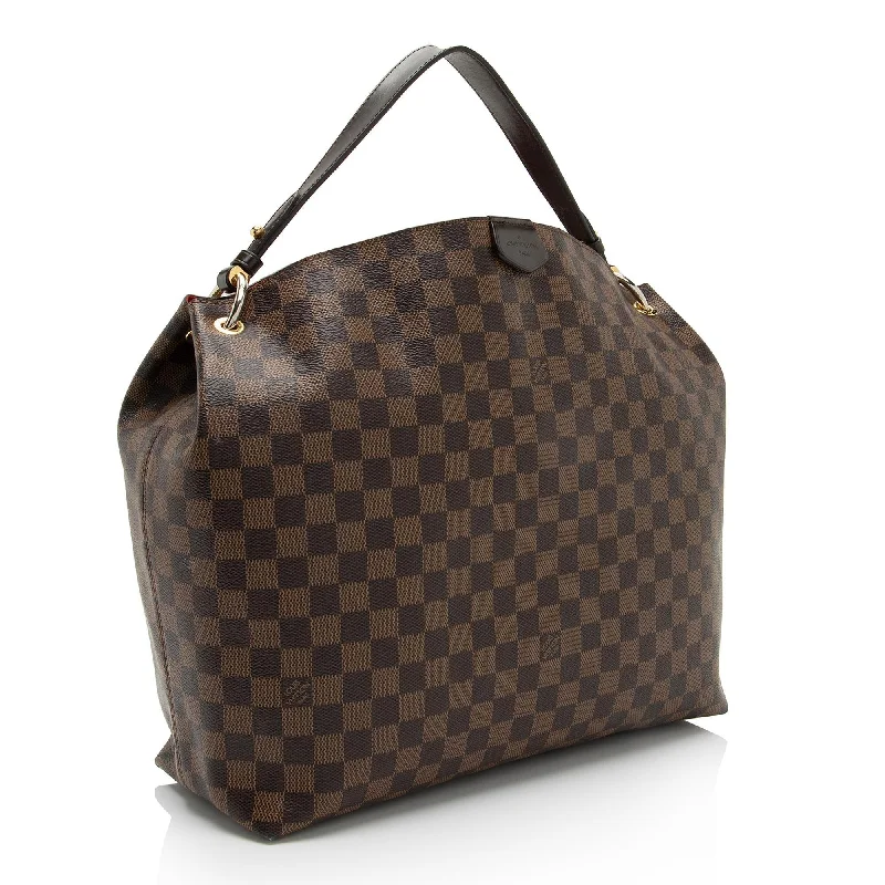 Louis Vuitton bags with a zip - around closure for enhanced securityLouis Vuitton Damier Ebene Graceful MM Hobo (FFgEBs)