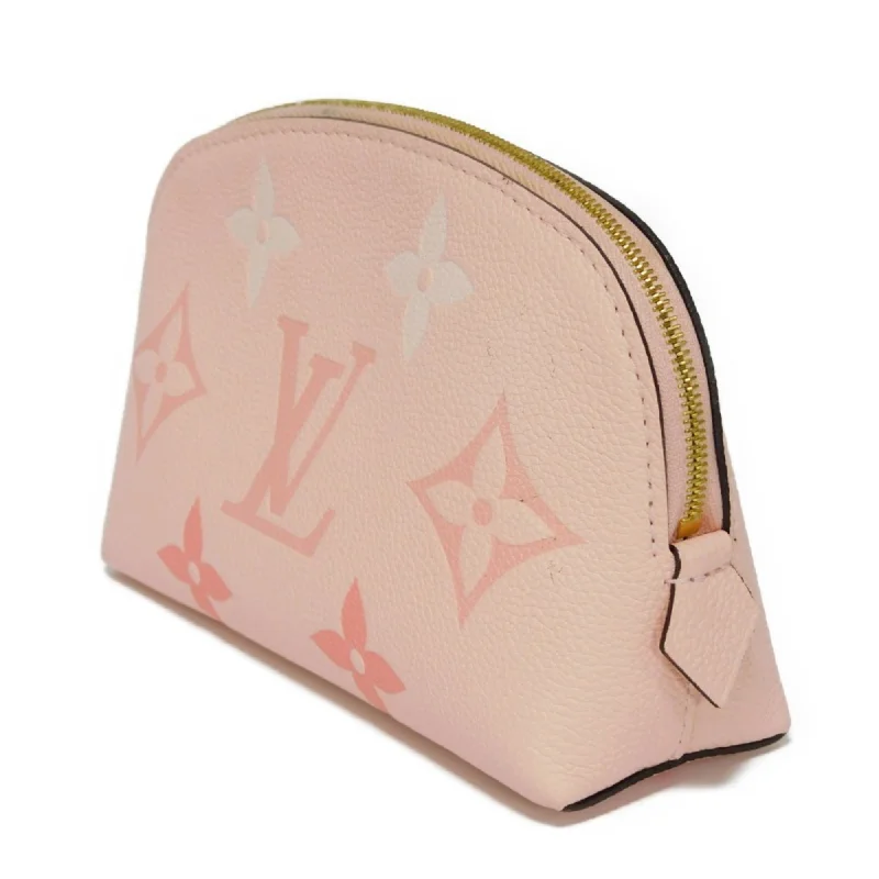 Louis Vuitton bags with a magnetic snap closure for easy accessLOUIS VUITTON Pouch Pochette Cosmetic LV Logo Pink Monogram Empreinte by the Pool Boutonde Rose M80502 Women's