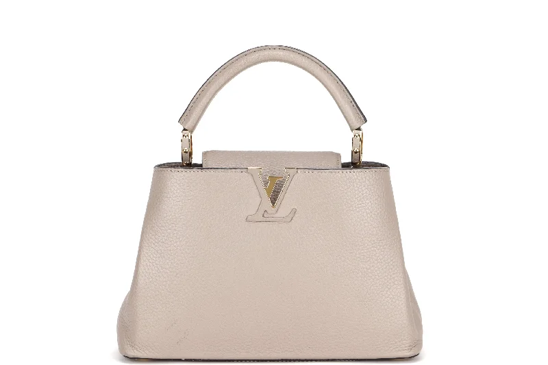 LOUIS VUITTON M94634 CAPUCINE BB (MI0166) GALET COLOR TAURILLON LEATHER GOLD HARFDWARE, WITH STRAP & DUST COVER