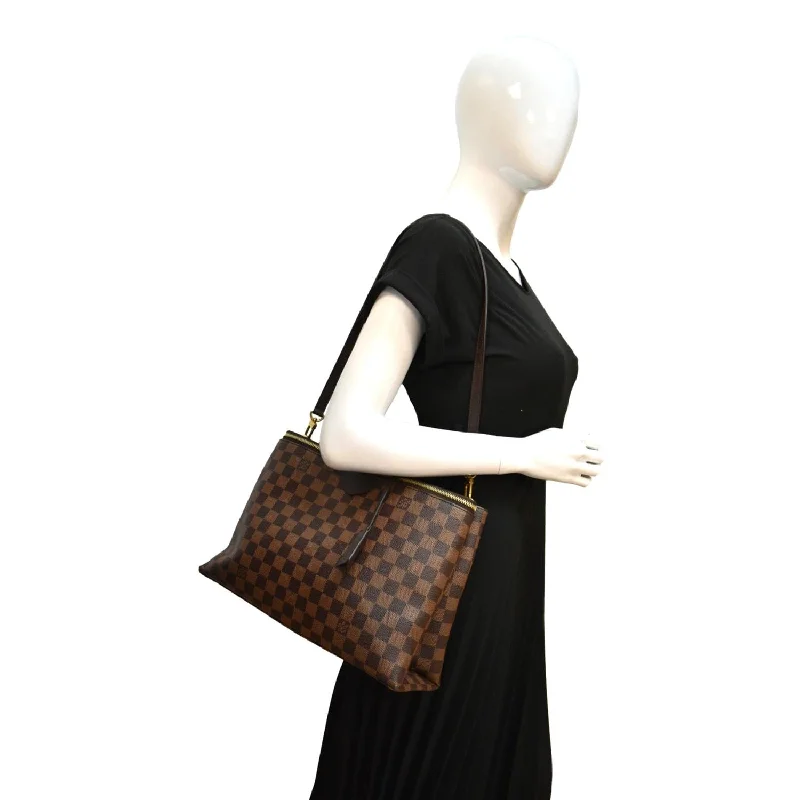 Ladies Louis Vuitton shoulder bags with a tassel decoration for charmLOUIS VUITTON Brompton Damier Ebene Shoulder Bag Brown