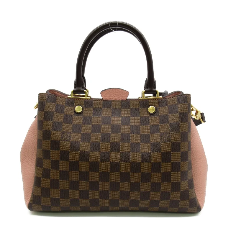 Louis Vuitton handbags with a patent - leather finish for a shiny lookLOUIS VUITTON Brittany Shoulder Bag Brown Magnolia Damier PVC coated canvas N41674