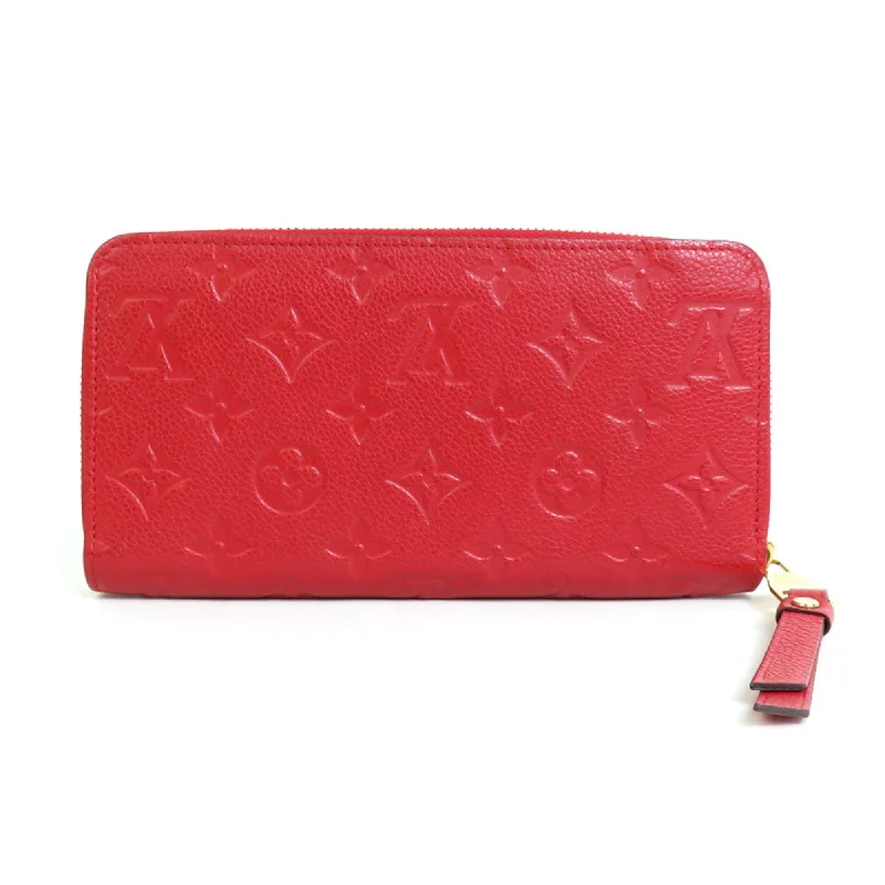 Ladies Louis Vuitton shoulder bags with a single - handle silhouetteLOUIS VUITTON Round Zipper Long Wallet Monogram Emprene Zippy Scarlet Women's M63691