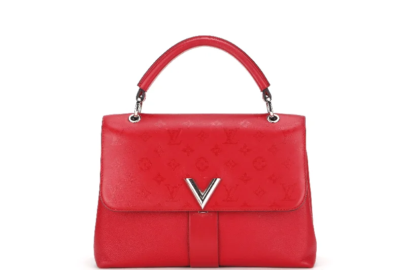 LOUIS VUITTON M51924 VERY ONE HANDLE BAG (AH1158) RED LEATHER SILVER HARDWARE, WITH STRAP & DUST COVER