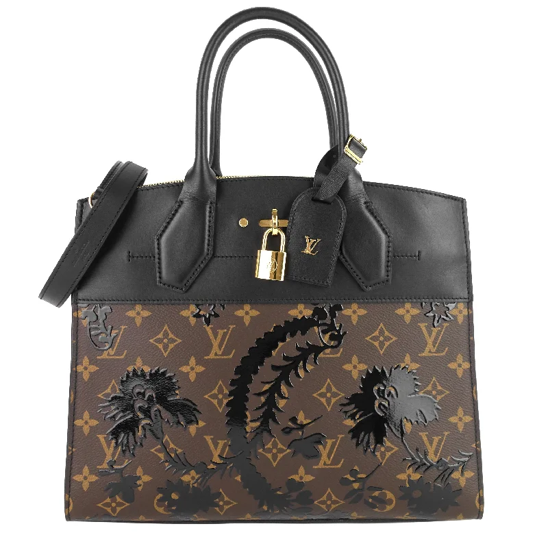 Louis Vuitton Alma bags with a monogram - embossed leather surfaceCity Steamer MM Monogram Blossom Canvas Bag