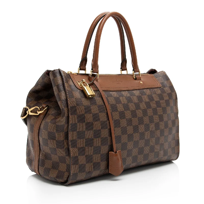 Louis Vuitton handbags with a patent - leather finish for a shiny lookLouis Vuitton Damier Ebene Greenwich Satchel (XapNbT)