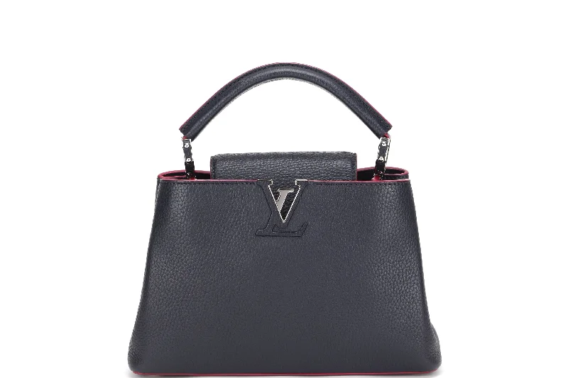 LOUIS VUITTON CAPUCINS BB (AR1105) MARINE ROUGE COLOR TAURILLON LEATHER SILVER HARDWARE, WITH STRAP & DUST COVER