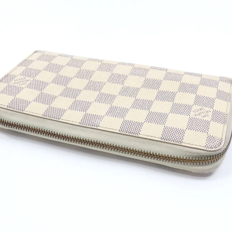 Louis Vuitton bags with a detachable mobile phone holder for convenienceLouis Vuitton Round Long Wallet Damier Azur Zippy Organizer N60012 Women Men