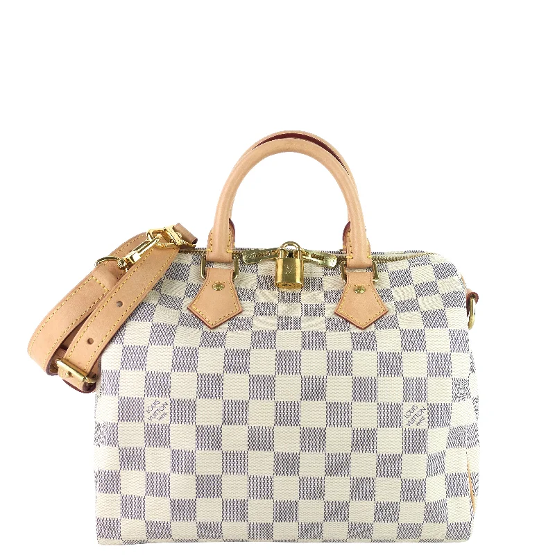 Louis Vuitton crossbody bags with a printed floral pattern for femininitySpeedy Bandoulière 25 Damier Azur Canvas Bag