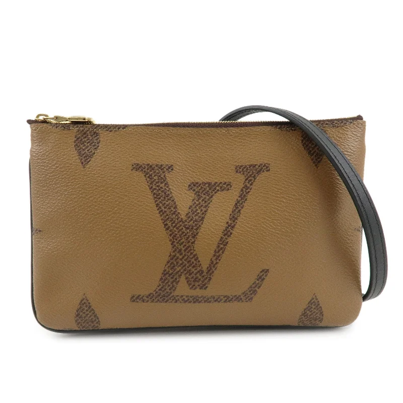 Louis Vuitton Alma bags with a monogram - embossed leather surfaceLouis Vuitton Reverse Pochette Double Zip Shoulder Bag M69203