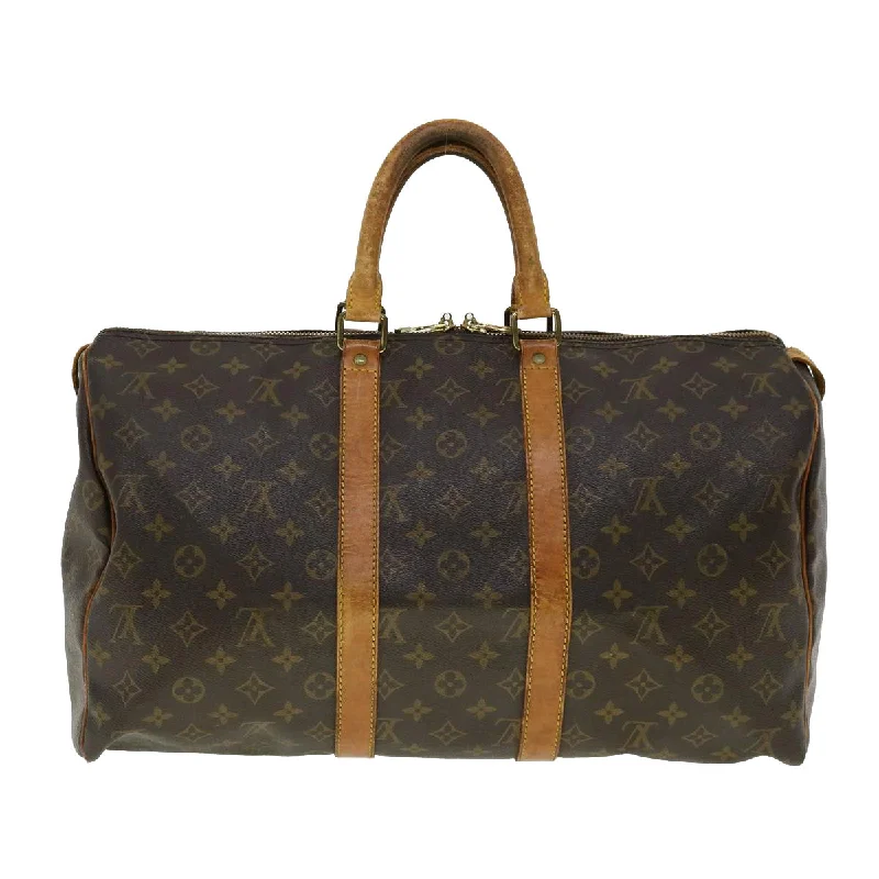 Louis Vuitton backpacks with a padded back panel for comfort during long - wearLouis Vuitton Brown Canvas Keepall 45 travel bag