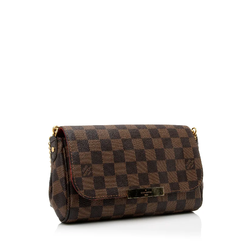 Louis Vuitton Alma bags with a leather - wrapped handle for a luxurious feelLouis Vuitton Damier Ebene Favorite PM Shoulder Bag (23449)