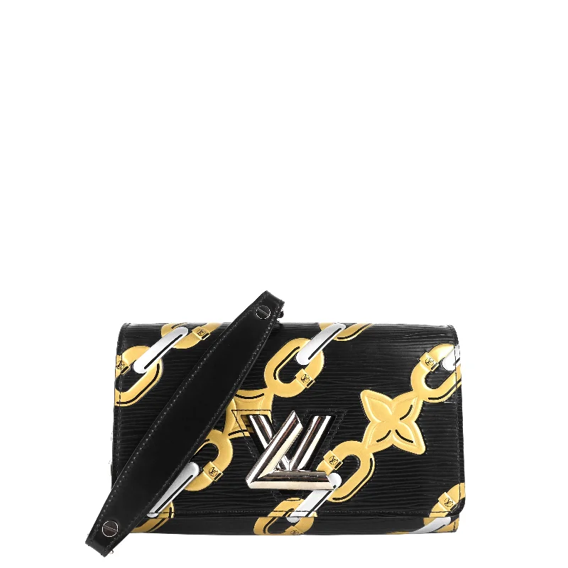 Louis Vuitton tote bags with a double - handle and shoulder - strap optionChain Flower Print Twist Epi Leather Wallet on Chain Bag