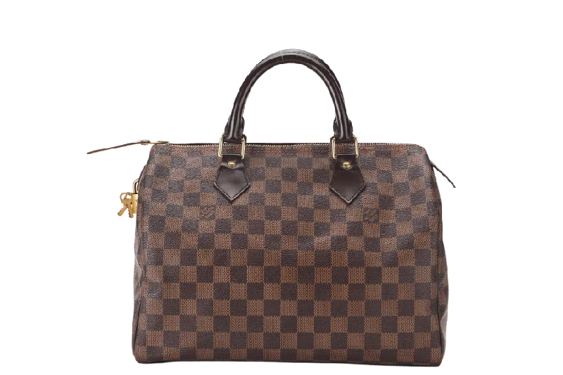 Louis Vuitton tote bags with a water - resistant coating for outdoor useLOUIS VUITTON SPEEDY 30 (N41364) DAMIER EBENE CANVAS GOLD HARDWARE WITH LOCK AND KEYS