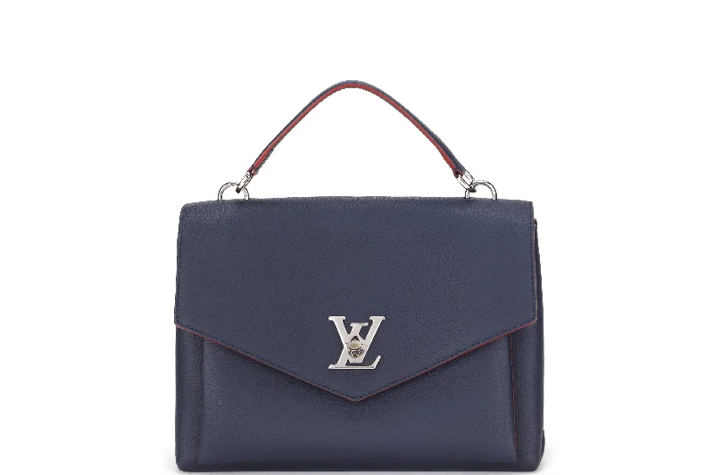 LOUIS VUITTON M53197 MYLOCKME SATCHEL 28CM (FL1129) MARINE ROUGE CALF LEATHER SILVER HARDWARE, WITH STRAP, DUST COVER & BOX