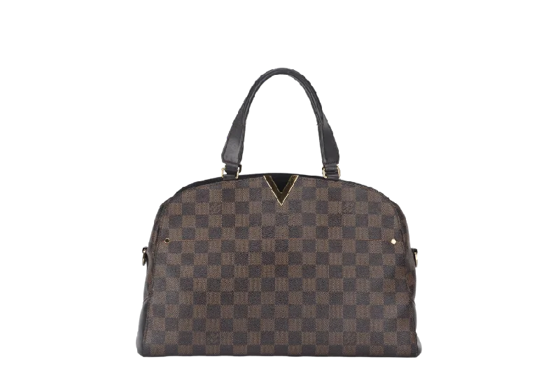 Louis Vuitton Alma bags with a monogram - embossed leather surfaceLOUIS VUITTON KENSINGTON BOWLING BAG (N41505) MM DAMIER EBENE GOLD HARDWARE WITH DUST COVER AND BOX