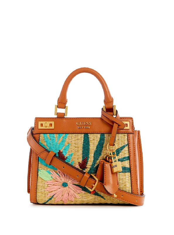 Guess bags for those who love pop culture fashionCognac Floral Katey Mini Satchel Bag