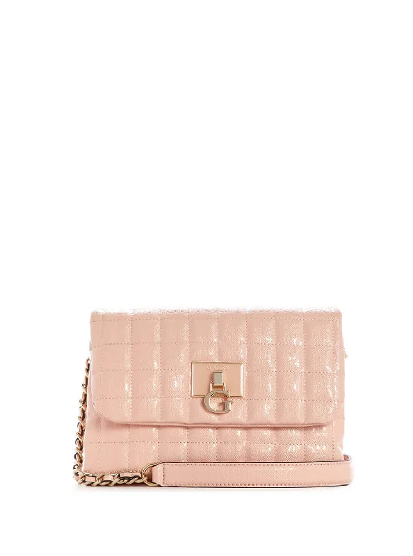 Blush Pink Quilted Kobo Crossbody Bag