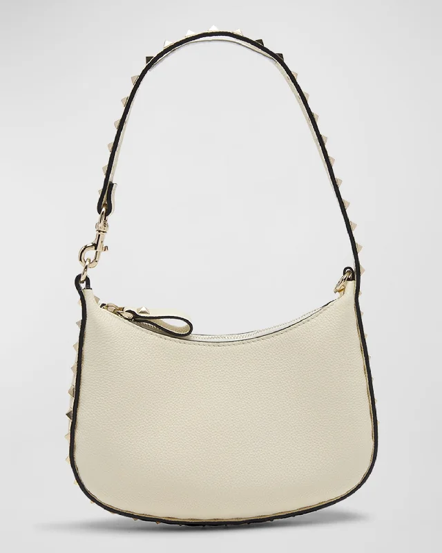 Rockstud Grain Leather Hobo Bag