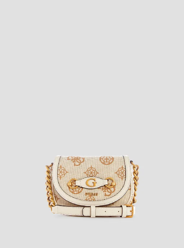 Guess bags perfect for a business-casual lookBeige Logo Izzy Mini Crossbody Bag