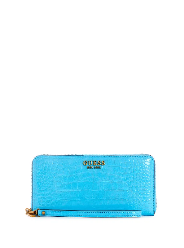 Guess bags for women with an edgy styleBlue Laurel Croco Large Wallet