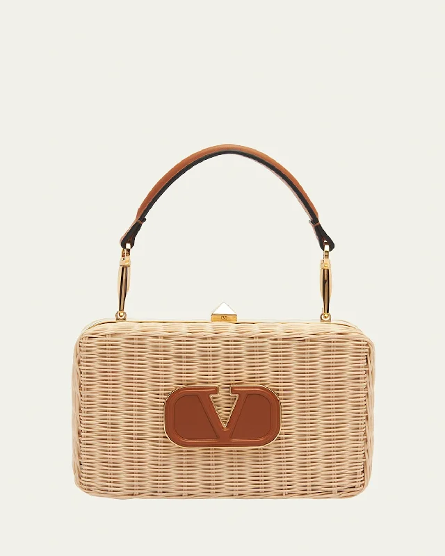 VLOGO Straw Lunch Box Top-Handle Bag