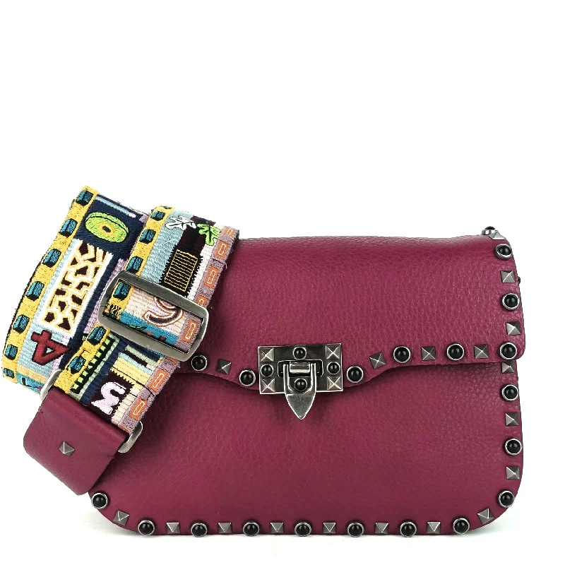 Rolling Rockstud With Cabochons Medium Leather Crossbody Bag