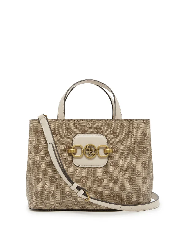 Beige Multi Print Hensely Logo Girlfriend Satchel