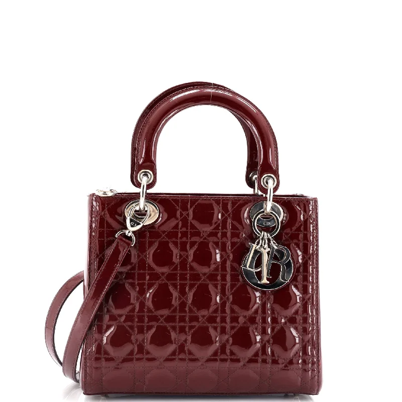 Lady Dior Bag Cannage Quilt Patent Medium