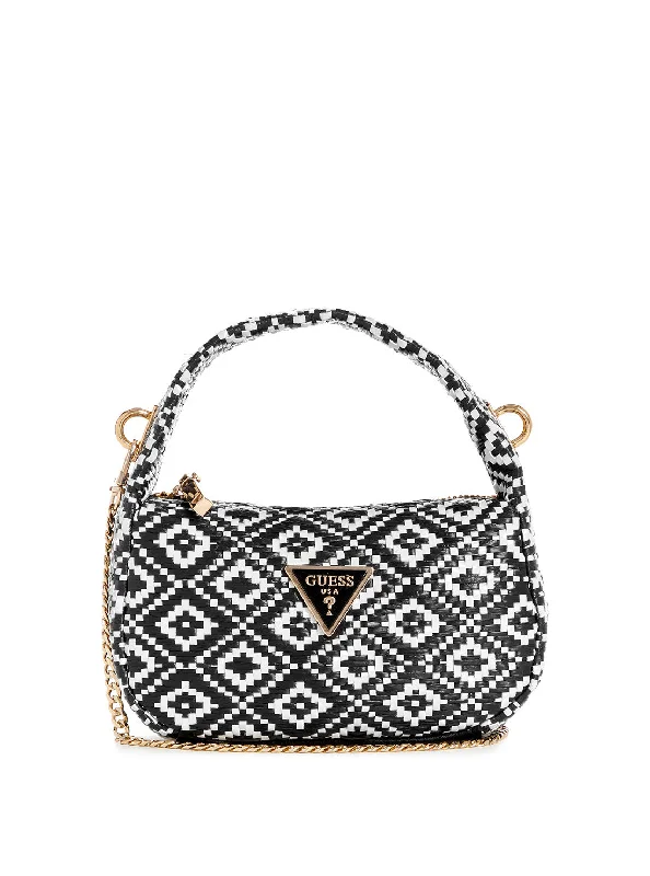 Black Rianee Mini Hobo Raffia Bag