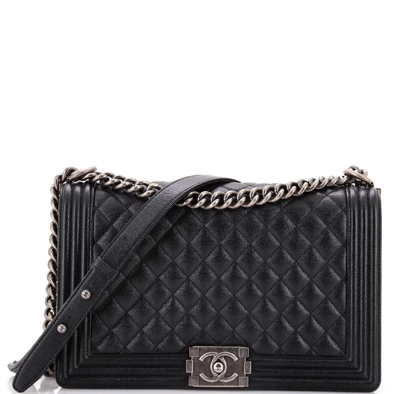 Boy Flap Bag Quilted Caviar New Medium