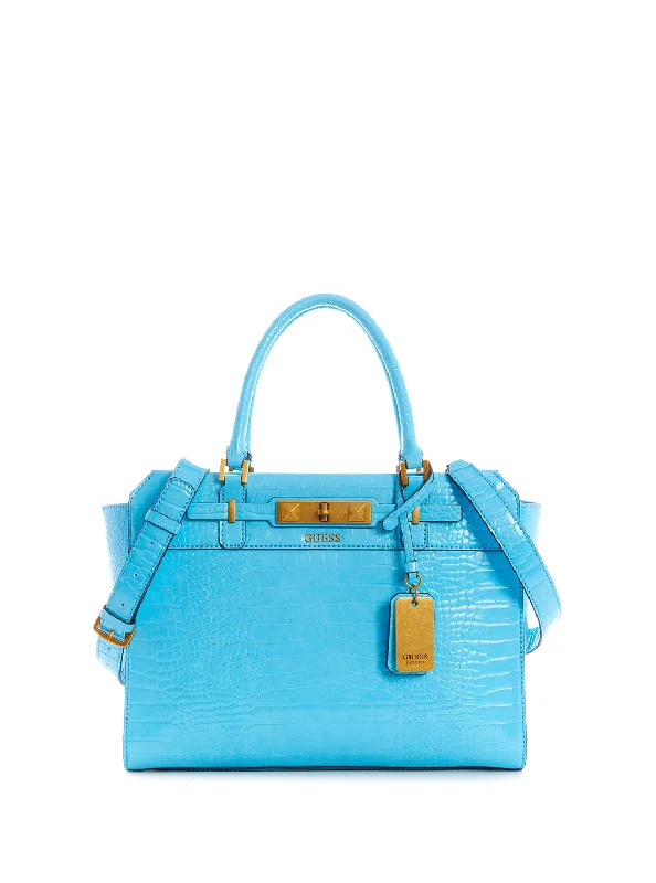 Guess bags with chic and simple designsBlue Raffie Satchel Bag