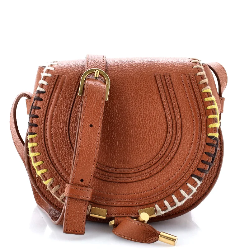 Marcie Crossbody Bag Leather with Constrast Stitch Detail Small