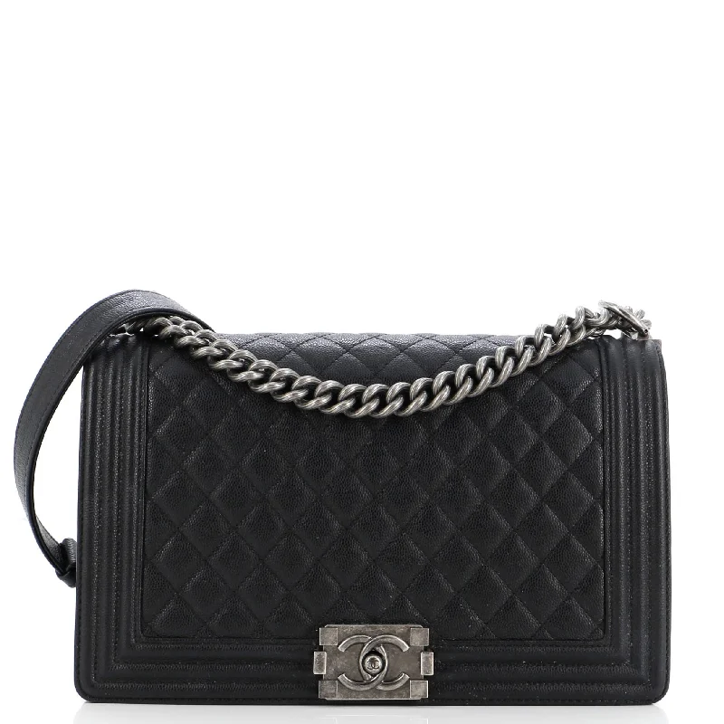 Boy Flap Bag Quilted Caviar New Medium