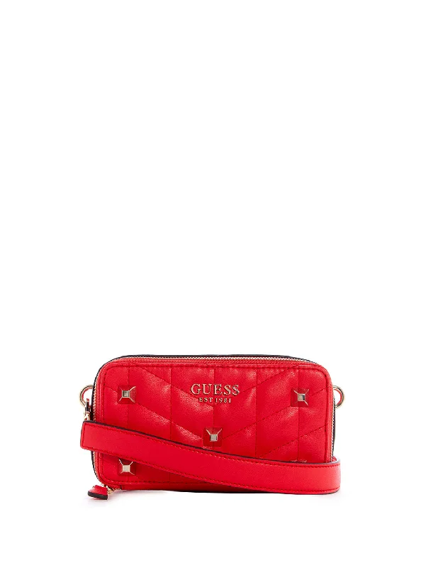 Red Brera Studded Mini Crossbody Camera Bag