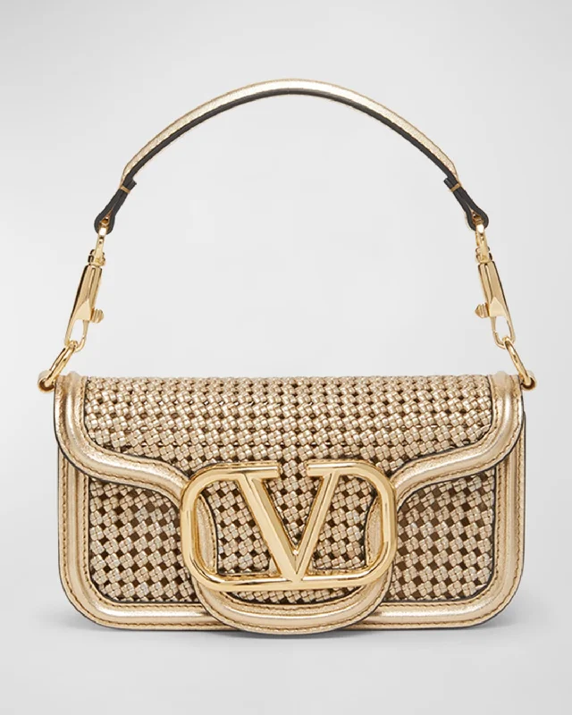 Loco Small Woven Metallic Shoulder Bag