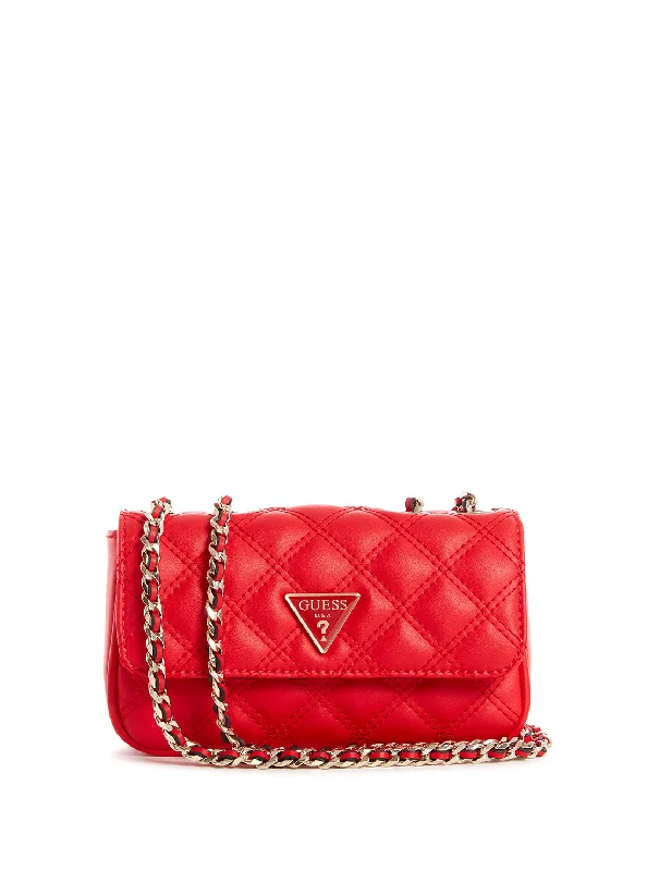 Red Quilted Cessily Micro Mini Crossbody Bag