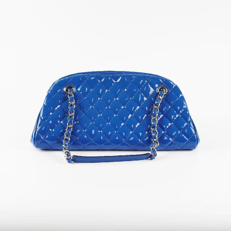 Chanel Just Mademoiselle Patent Blue Bowler Bag