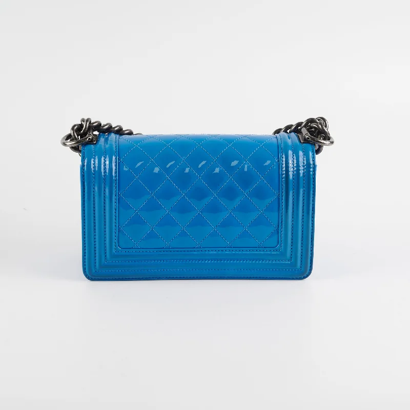 Chanel Small Boy Patent Blue Bag