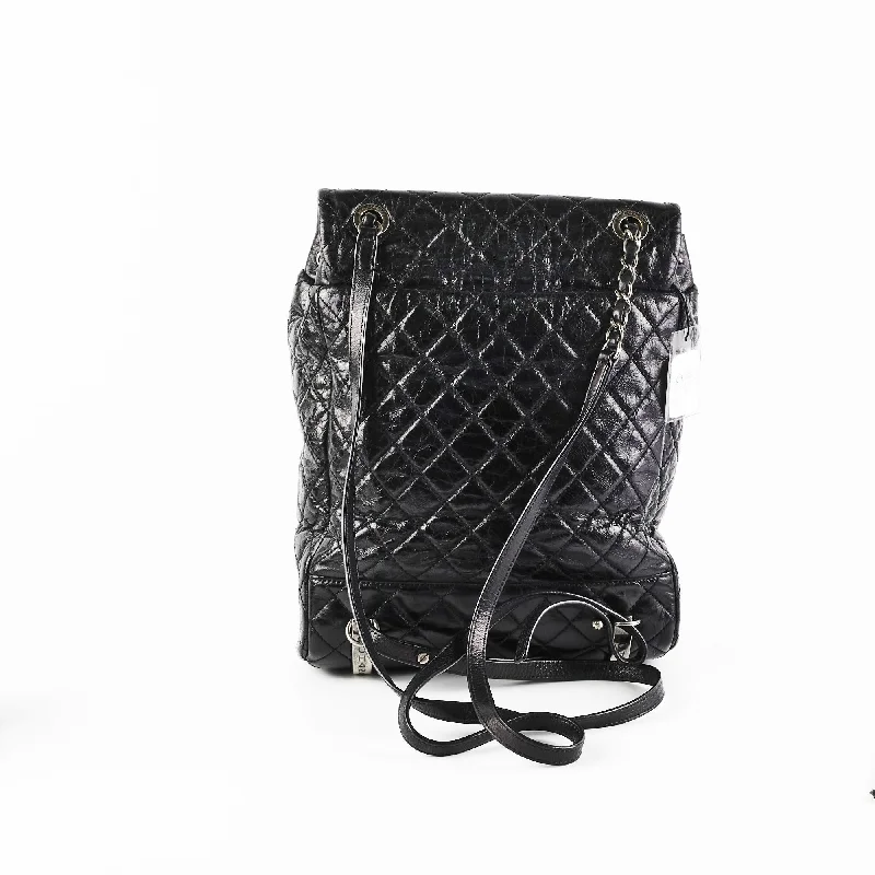 Chanel Black Distressed Calfskin Backpack