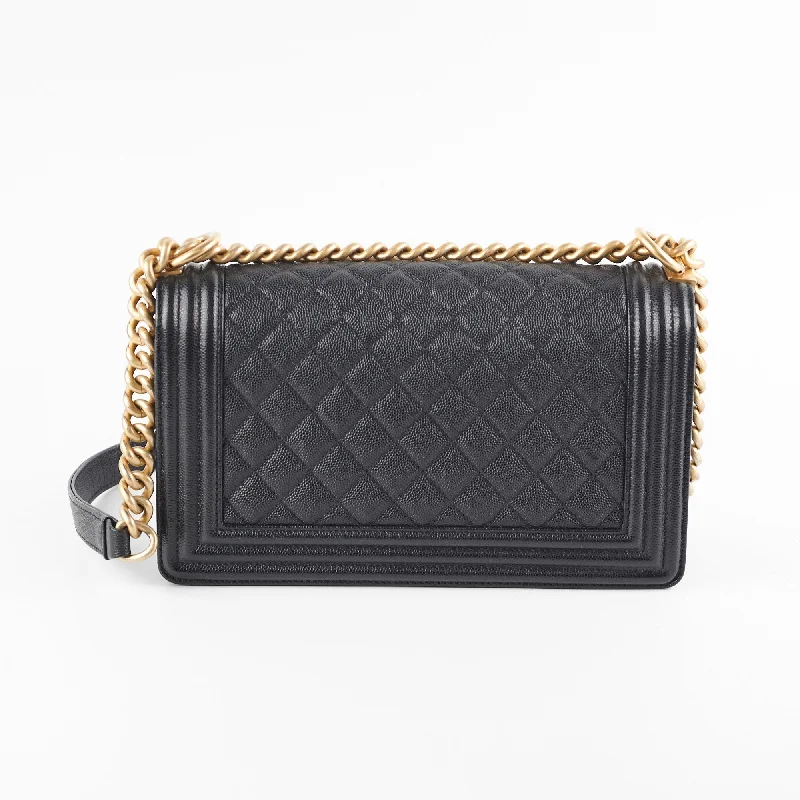 Chanel Old Medium Boy Black Caviar Bag