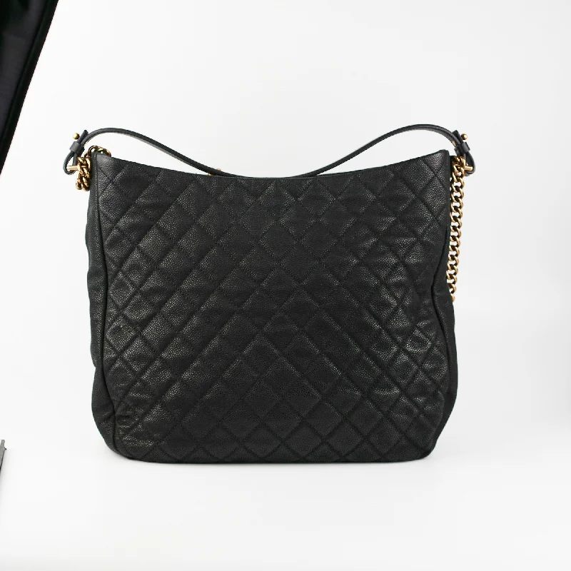 Chanel Caviar Country Chic Hobo Black