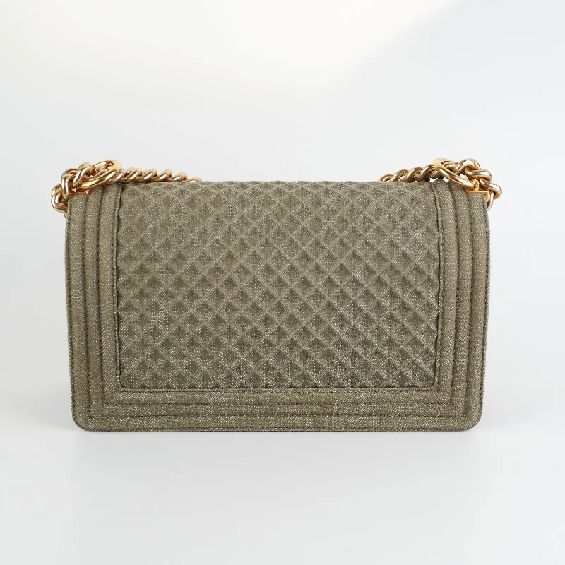 Chanel Old Medium Boy Denim Olive Shoulder Bag