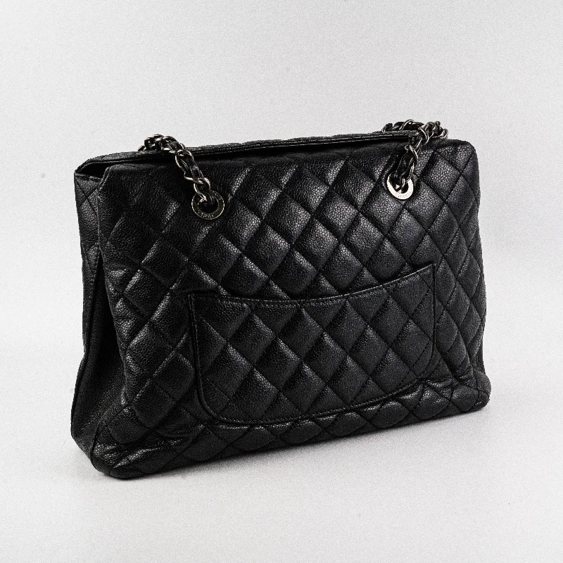 Chanel Caviar Shoulder Tote Bag Black